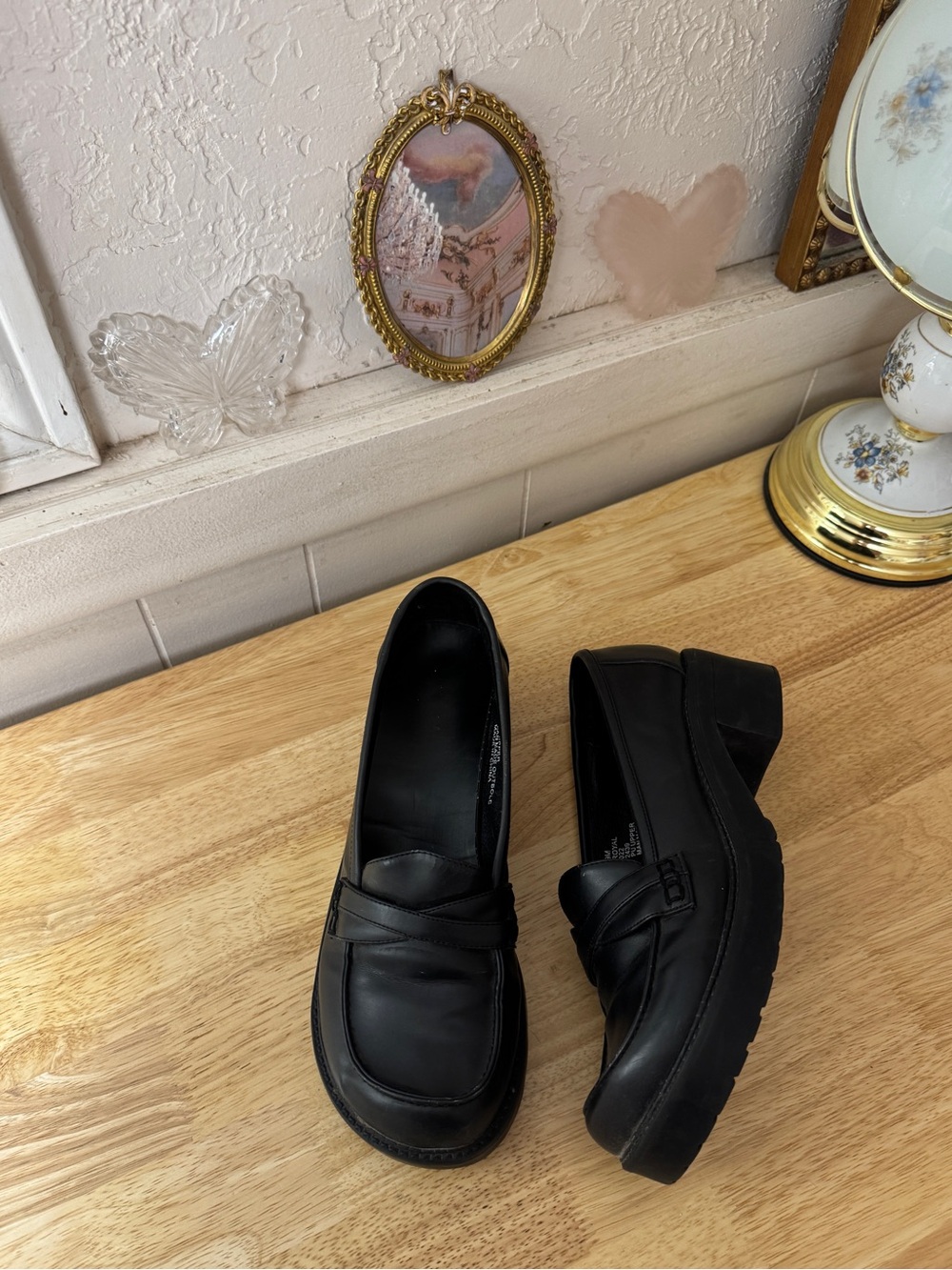 2000’s Arizona Black Chunky Platform Penny Loafers Size 9 Indie Grunge Fall